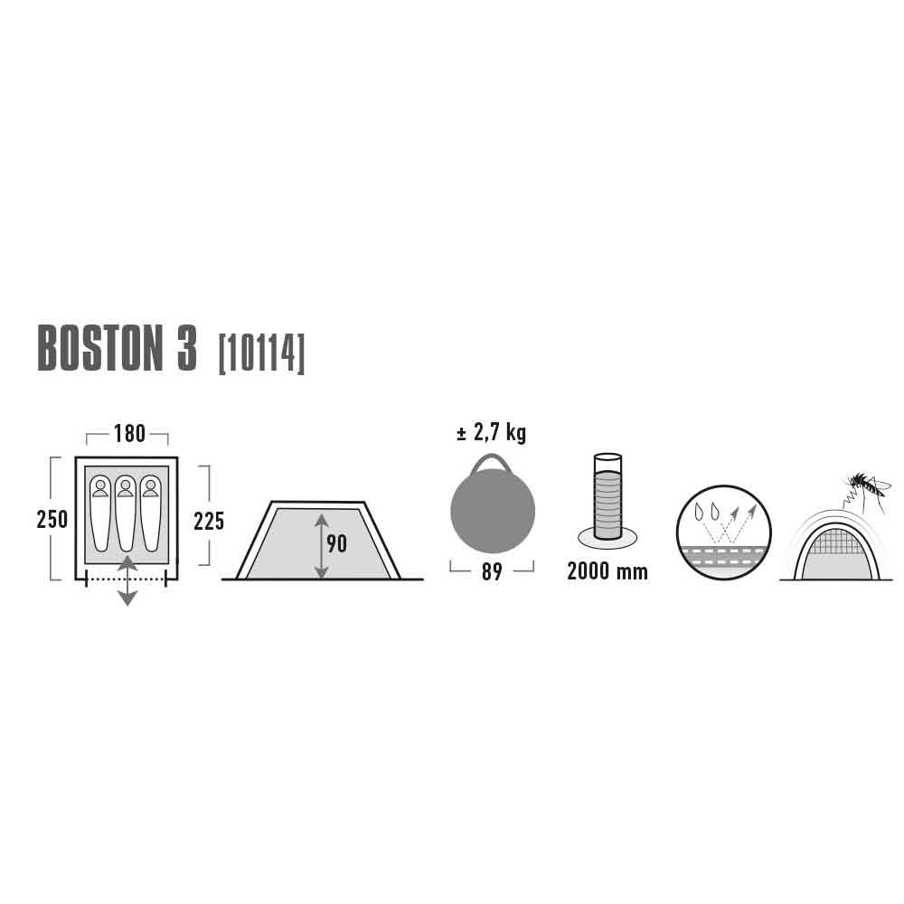 High Peak Boston 3 (Vattenpelartryck 2000 mm) | Köp på nätet High Peak Boston 3 (Vattenpelartryck 2000 mm) | Köp på nätet